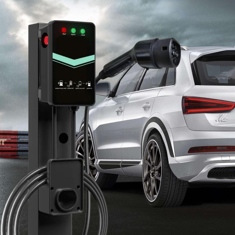 48A Type 1 สำหรับไฟ LED สถานีชาร์จ EV แบบติดผนังปืนเดี่ยวสำหรับบ้าน