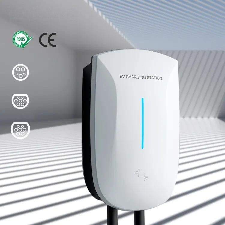 ระดับ 2 จุดชาร์จ 7kw 11kw 22kw จุดชาร์จเร็วติดผนัง จุดชาร์จ EV จุดชาร์จ LED