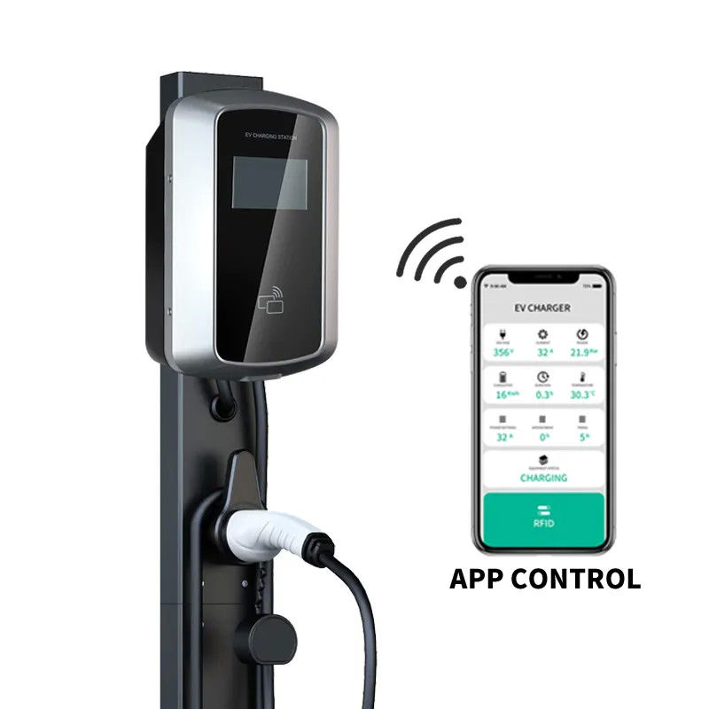 การ์ด RFID WiFi Bluetooth สถานีชาร์จรถไฟฟ้าติดผนัง AC ชาร์จรถ 16A 380V