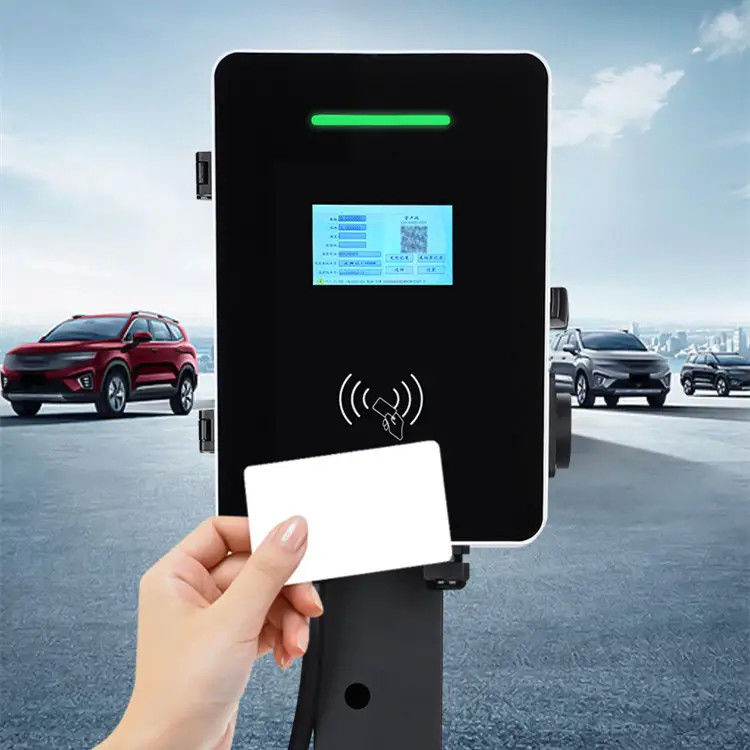ประเภท 2 ปืนคู่ 5m สายเคเบิลติดผนัง สถานีชาร์จ EV จอ LCD