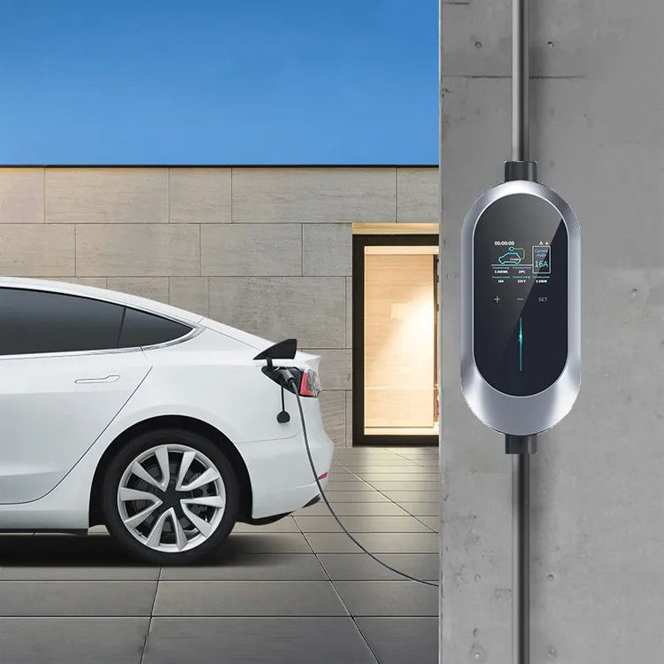 SAE J1772 ประเภท 1 เครื่องชาร์จรถไฟฟ้าแบบพกพาขนาด 1 ปืน 7kw EU