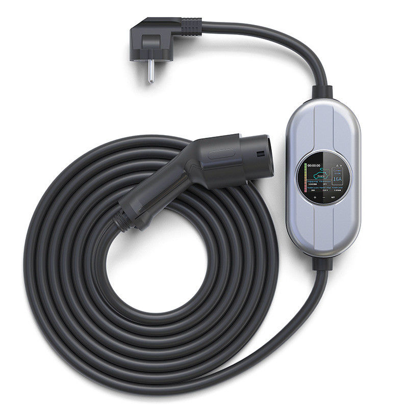 16A 32A 2.5 นิ้วจอ LCD สถานีชาร์จรถยนต์พกพา EV ชาร์จรถยนต์ชนิด 1 FCC