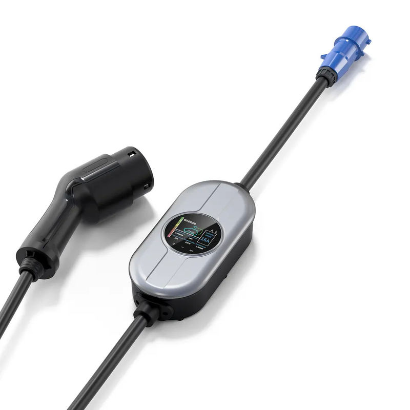 ประเภท 2 IEC ปรับกระแสไฟฟ้า OLCD พกพา AC EV ชาร์จกันน้ํา