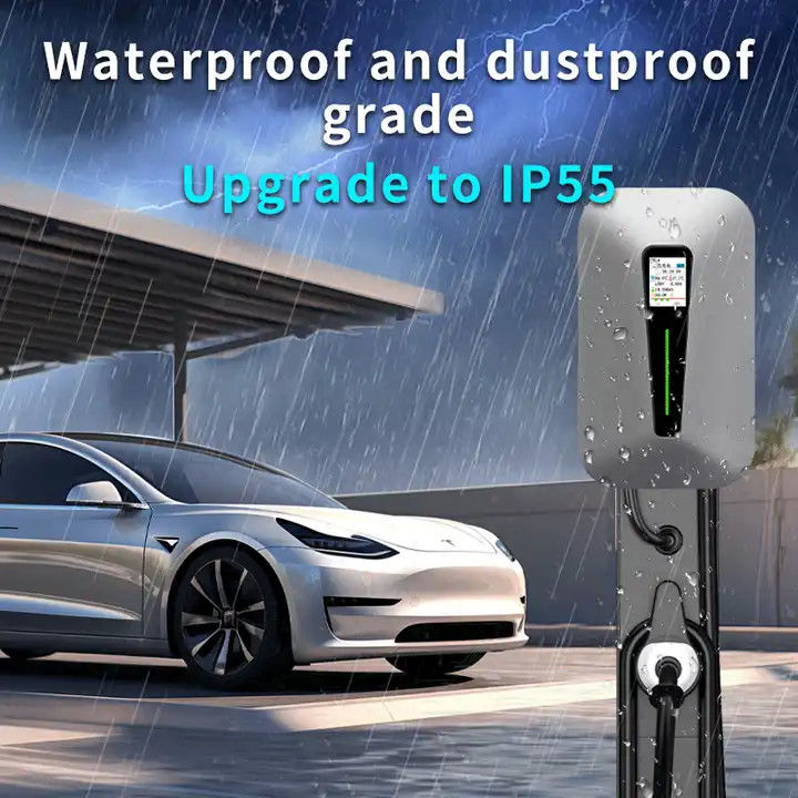 ประเภท 1 และประเภท 2 RFID LCD Screen Wall EV Charger สําหรับรถ EV ทั้งหมด