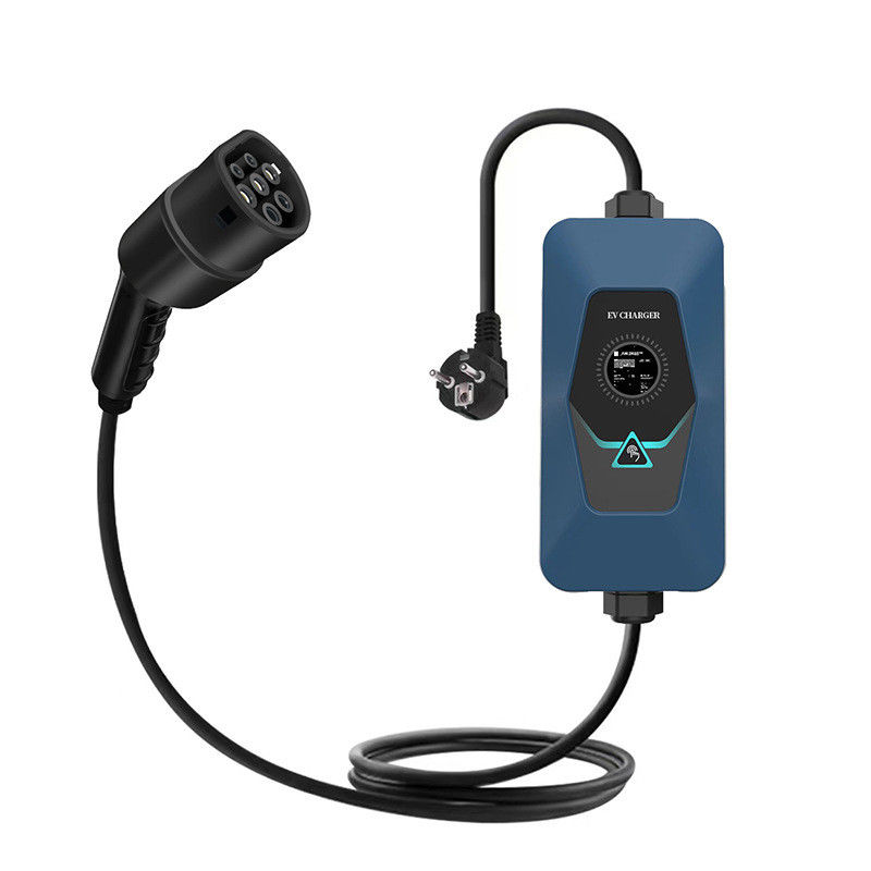 ประเภท 2 จอแสดงผล 32A ชาร์จออนไลน์แบบพกพา AC EV พร้อมใบรับรอง CE