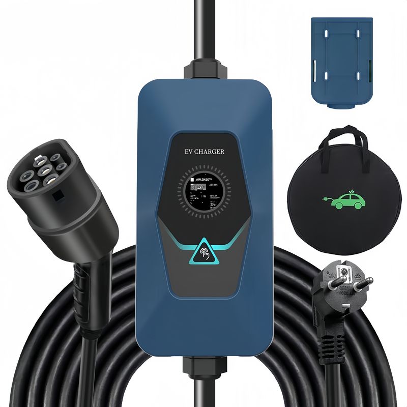 ประเภท 2 จอแสดงผล 32A ชาร์จออนไลน์แบบพกพา AC EV พร้อมใบรับรอง CE